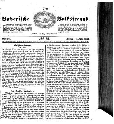 Der bayerische Volksfreund Freitag 16. April 1841