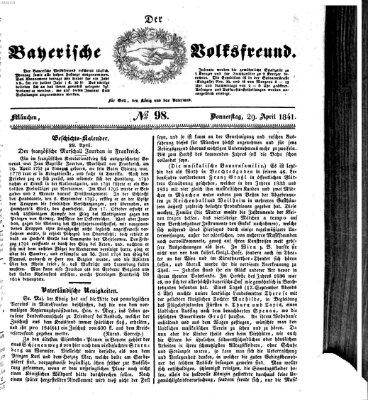 Der bayerische Volksfreund Donnerstag 29. April 1841