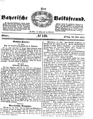 Der bayerische Volksfreund Freitag 18. Juni 1841