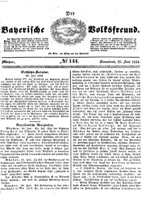 Der bayerische Volksfreund Samstag 26. Juni 1841