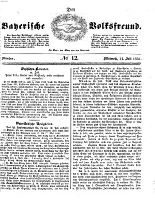 Der bayerische Volksfreund Mittwoch 14. Juli 1841