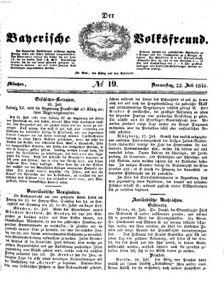 Der bayerische Volksfreund Donnerstag 22. Juli 1841