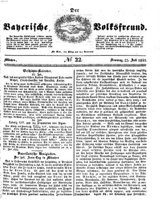 Der bayerische Volksfreund Sonntag 25. Juli 1841