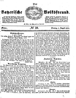 Der bayerische Volksfreund Sonntag 1. August 1841