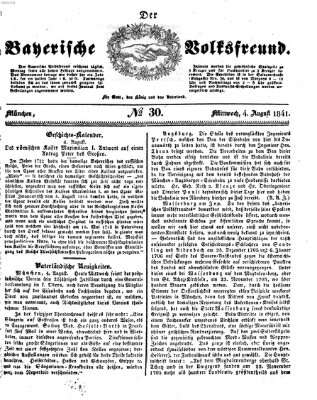 Der bayerische Volksfreund Mittwoch 4. August 1841