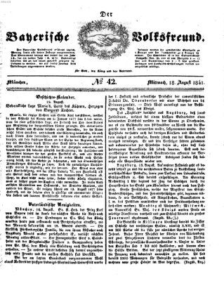 Der bayerische Volksfreund Mittwoch 18. August 1841