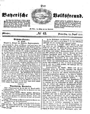 Der bayerische Volksfreund Donnerstag 19. August 1841