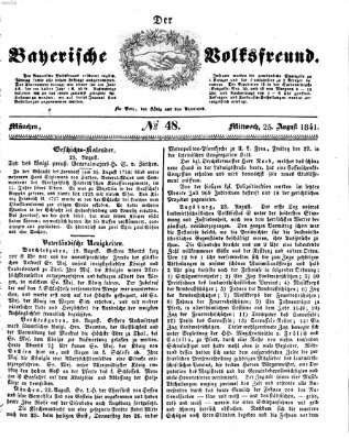 Der bayerische Volksfreund Mittwoch 25. August 1841