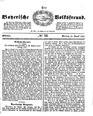 Der bayerische Volksfreund Dienstag 31. August 1841