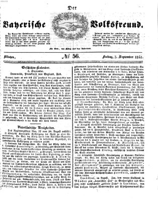 Der bayerische Volksfreund Freitag 3. September 1841