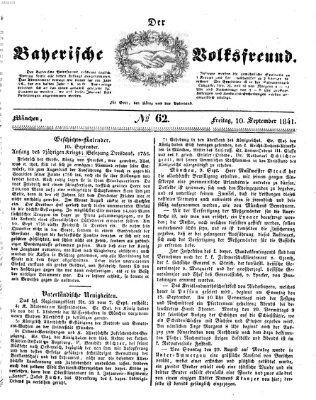 Der bayerische Volksfreund Freitag 10. September 1841