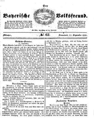 Der bayerische Volksfreund Samstag 11. September 1841