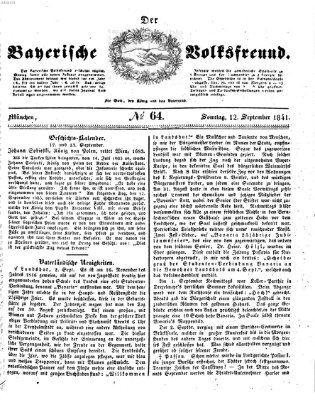 Der bayerische Volksfreund Sonntag 12. September 1841