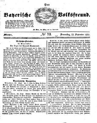 Der bayerische Volksfreund Donnerstag 23. September 1841