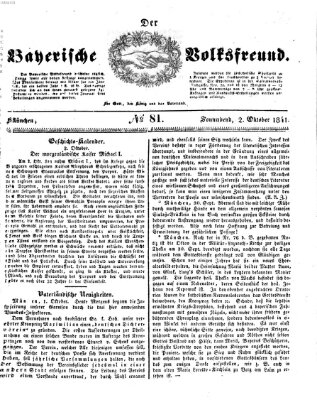 Der bayerische Volksfreund Samstag 2. Oktober 1841