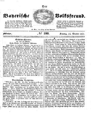 Der bayerische Volksfreund Sonntag 24. Oktober 1841