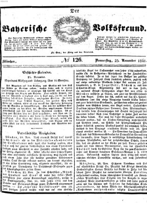 Der bayerische Volksfreund Donnerstag 25. November 1841