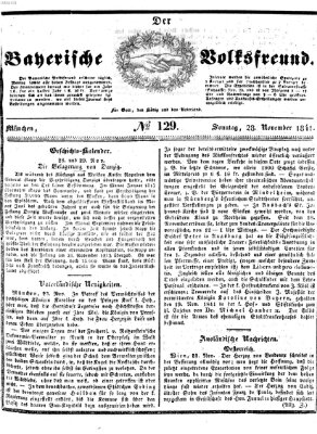 Der bayerische Volksfreund Sonntag 28. November 1841