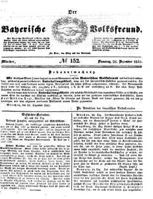 Der bayerische Volksfreund Dienstag 28. Dezember 1841