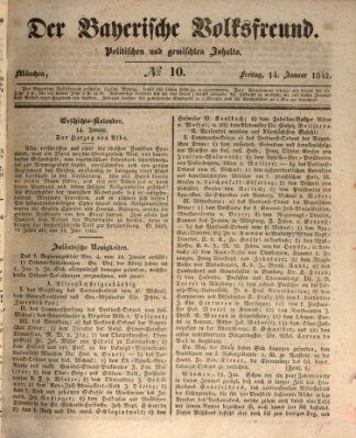 Der bayerische Volksfreund Freitag 14. Januar 1842