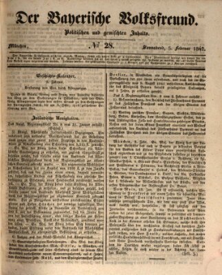 Der bayerische Volksfreund Samstag 5. Februar 1842