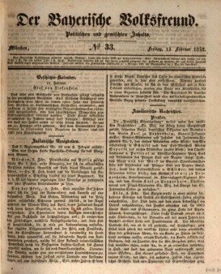 Der bayerische Volksfreund Freitag 11. Februar 1842