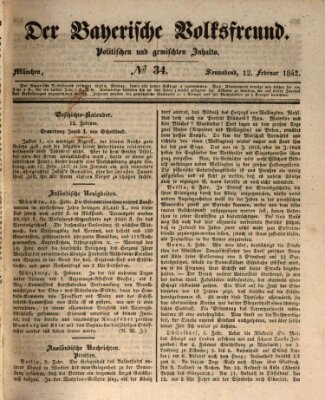 Der bayerische Volksfreund Samstag 12. Februar 1842