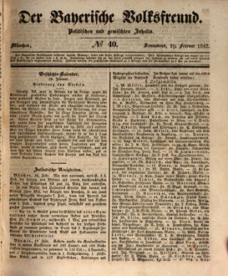 Der bayerische Volksfreund Samstag 19. Februar 1842