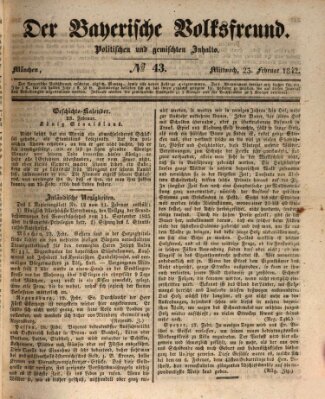 Der bayerische Volksfreund Mittwoch 23. Februar 1842