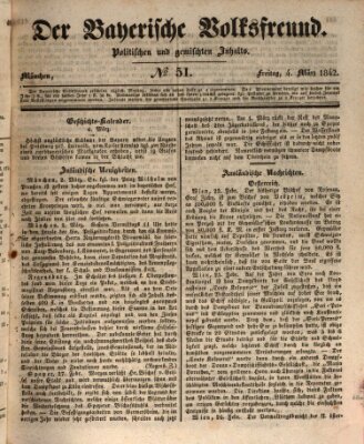 Der bayerische Volksfreund Freitag 4. März 1842