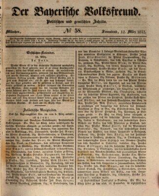 Der bayerische Volksfreund Samstag 12. März 1842