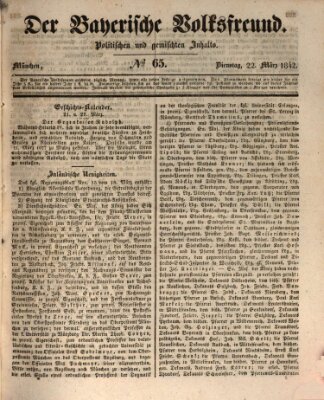 Der bayerische Volksfreund Dienstag 22. März 1842