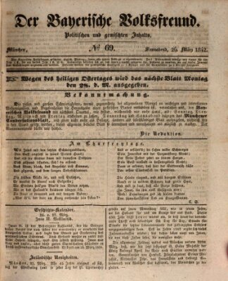 Der bayerische Volksfreund Samstag 26. März 1842