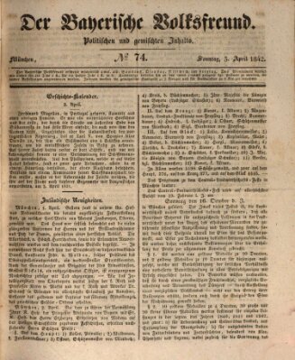 Der bayerische Volksfreund Sonntag 3. April 1842