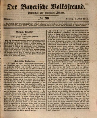 Der bayerische Volksfreund Sonntag 1. Mai 1842