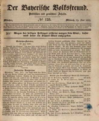 Der bayerische Volksfreund Mittwoch 29. Juni 1842