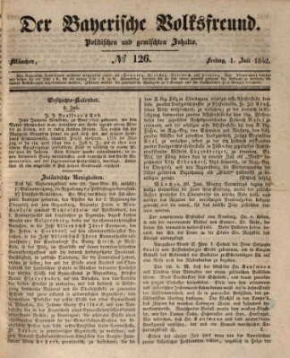 Der bayerische Volksfreund Freitag 1. Juli 1842