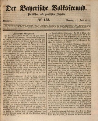 Der bayerische Volksfreund Sonntag 17. Juli 1842