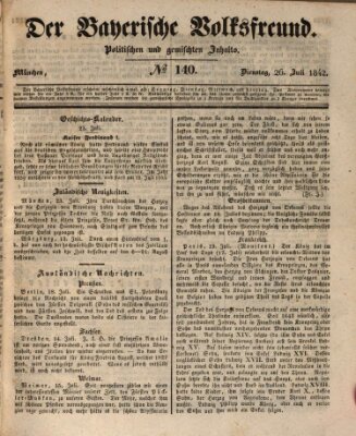 Der bayerische Volksfreund Dienstag 26. Juli 1842