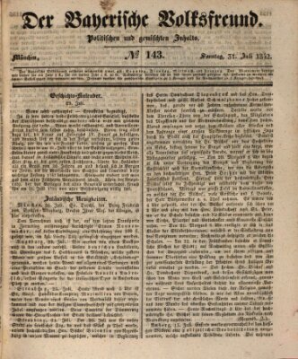 Der bayerische Volksfreund Sonntag 31. Juli 1842