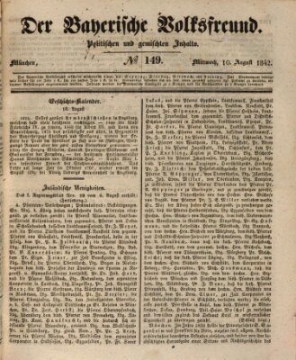 Der bayerische Volksfreund Mittwoch 10. August 1842