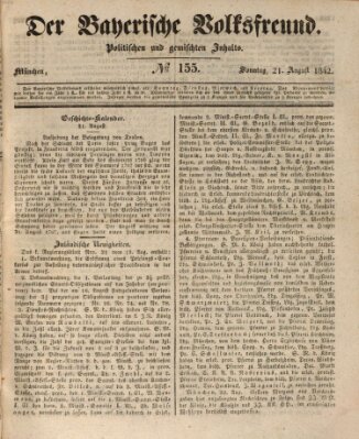 Der bayerische Volksfreund Sonntag 21. August 1842