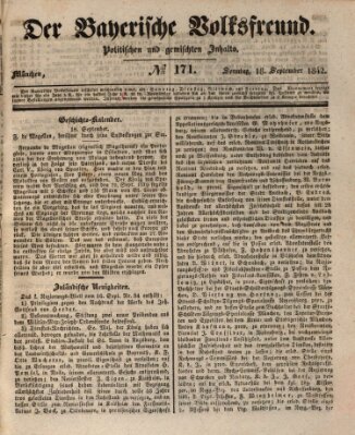 Der bayerische Volksfreund Sonntag 18. September 1842