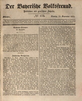 Der bayerische Volksfreund Sonntag 25. September 1842