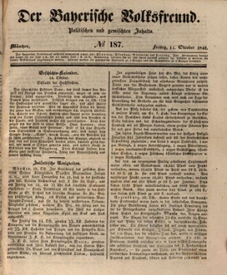 Der bayerische Volksfreund Freitag 14. Oktober 1842