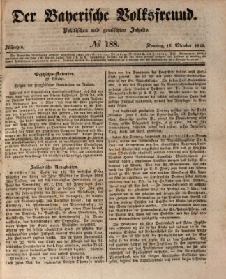 Der bayerische Volksfreund Sonntag 16. Oktober 1842