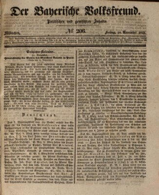 Der bayerische Volksfreund Freitag 18. November 1842