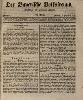 Der bayerische Volksfreund Dienstag 6. Dezember 1842