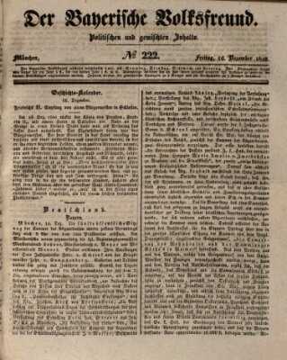 Der bayerische Volksfreund Freitag 16. Dezember 1842