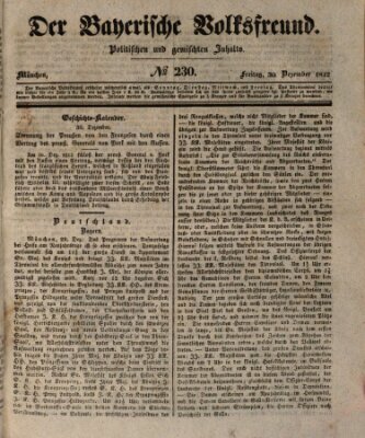 Der bayerische Volksfreund Freitag 30. Dezember 1842